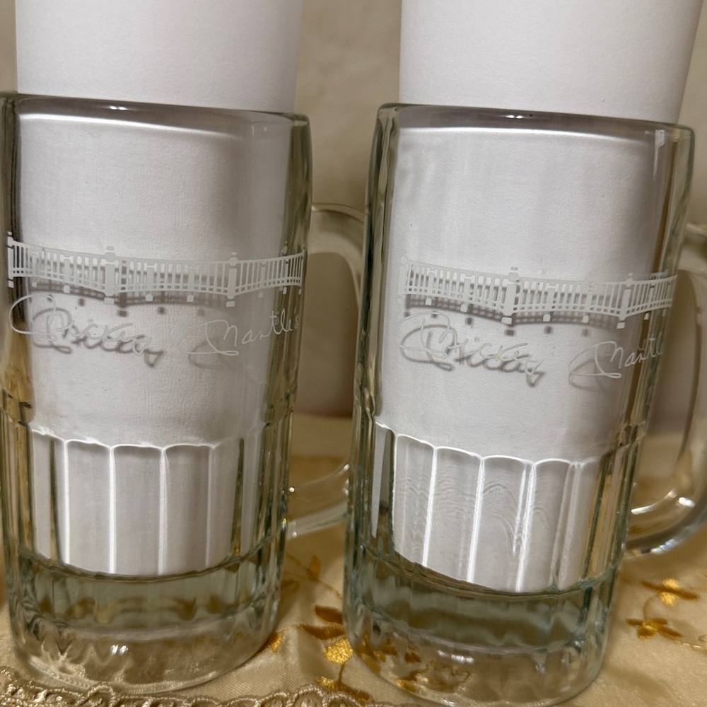 Mickey Mantels - Yankees- Clear Glass Beer Mugs – Set of 2 - 12oz